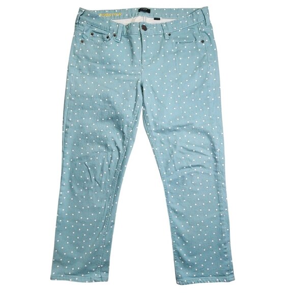 J.Crew Matchstick Polka Dot Stretch Jeans Light Blue Size 31 Cotton/Spandex Wome - Picture 2 of 13